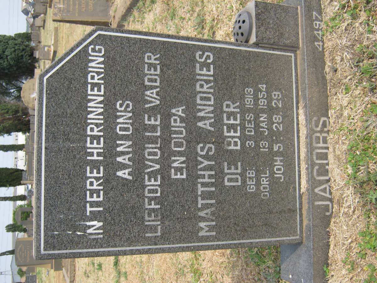 JACOBS Matthys Andries De Beer 1913-1954