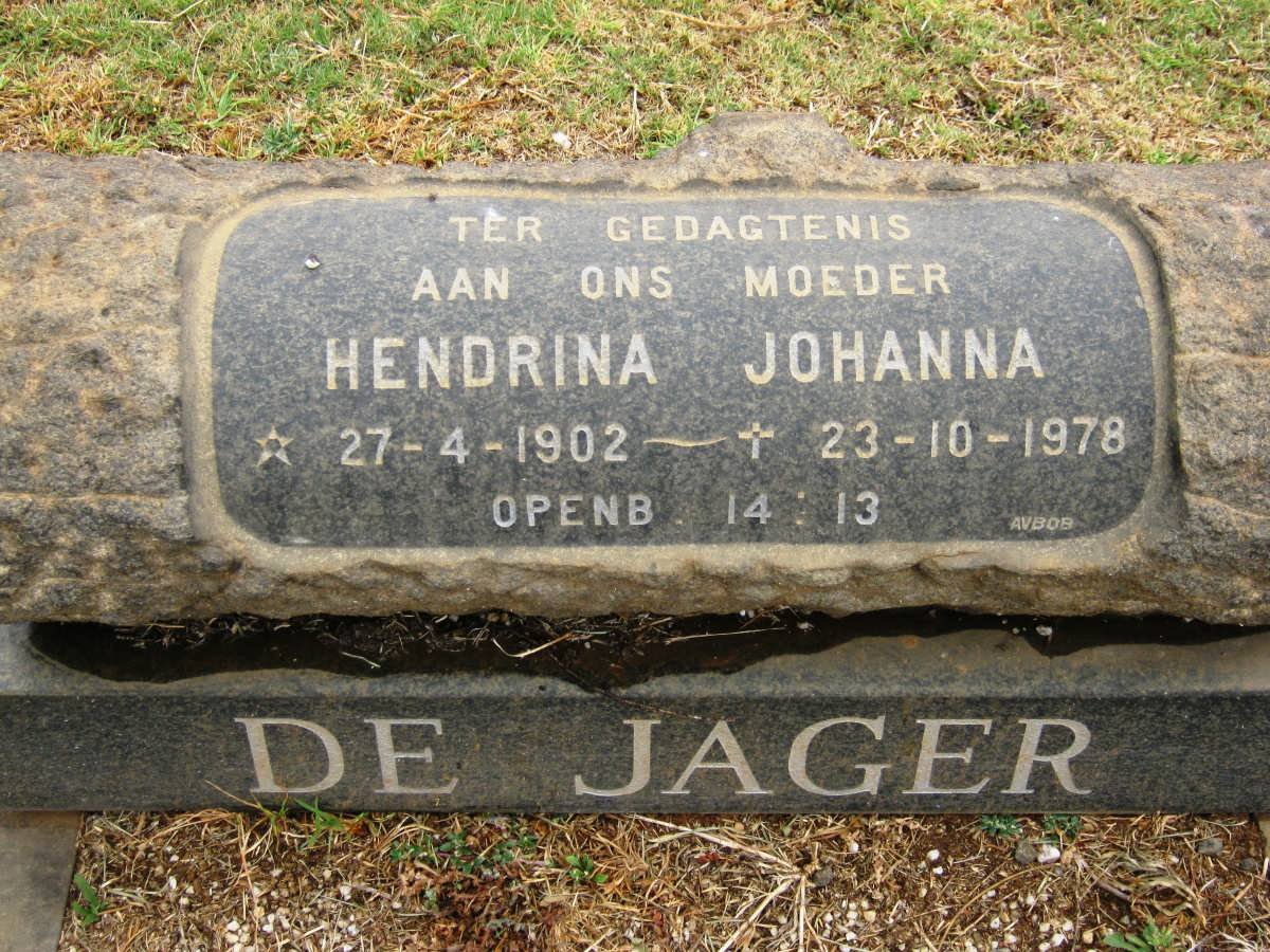 JAGER Hendrina Johanna, van 1902-1978