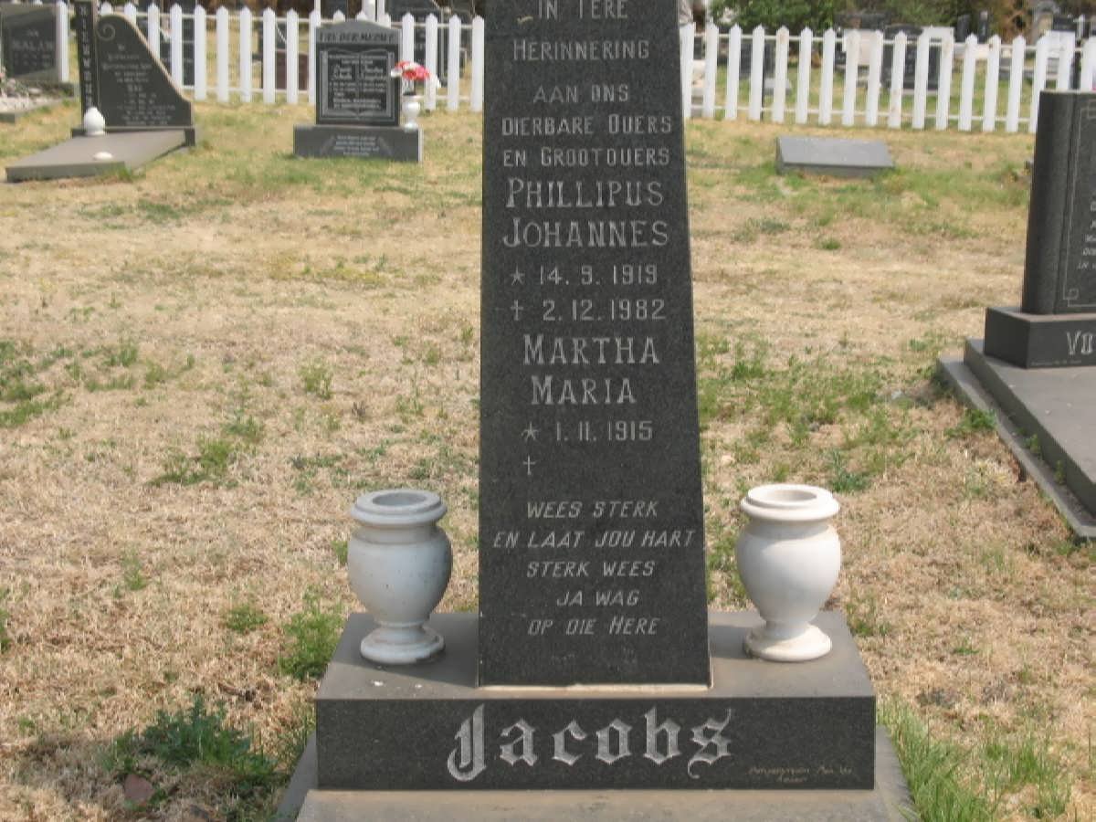 JACOBS Phillipus Johannes 1919-1982 &amp; Martha Maria 1915-