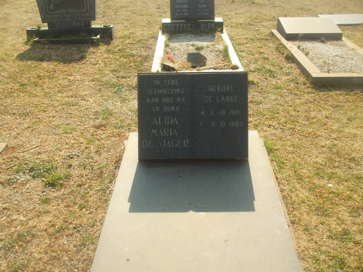 JAGER Alida Maria, de nee DE LANGE 1901-1992