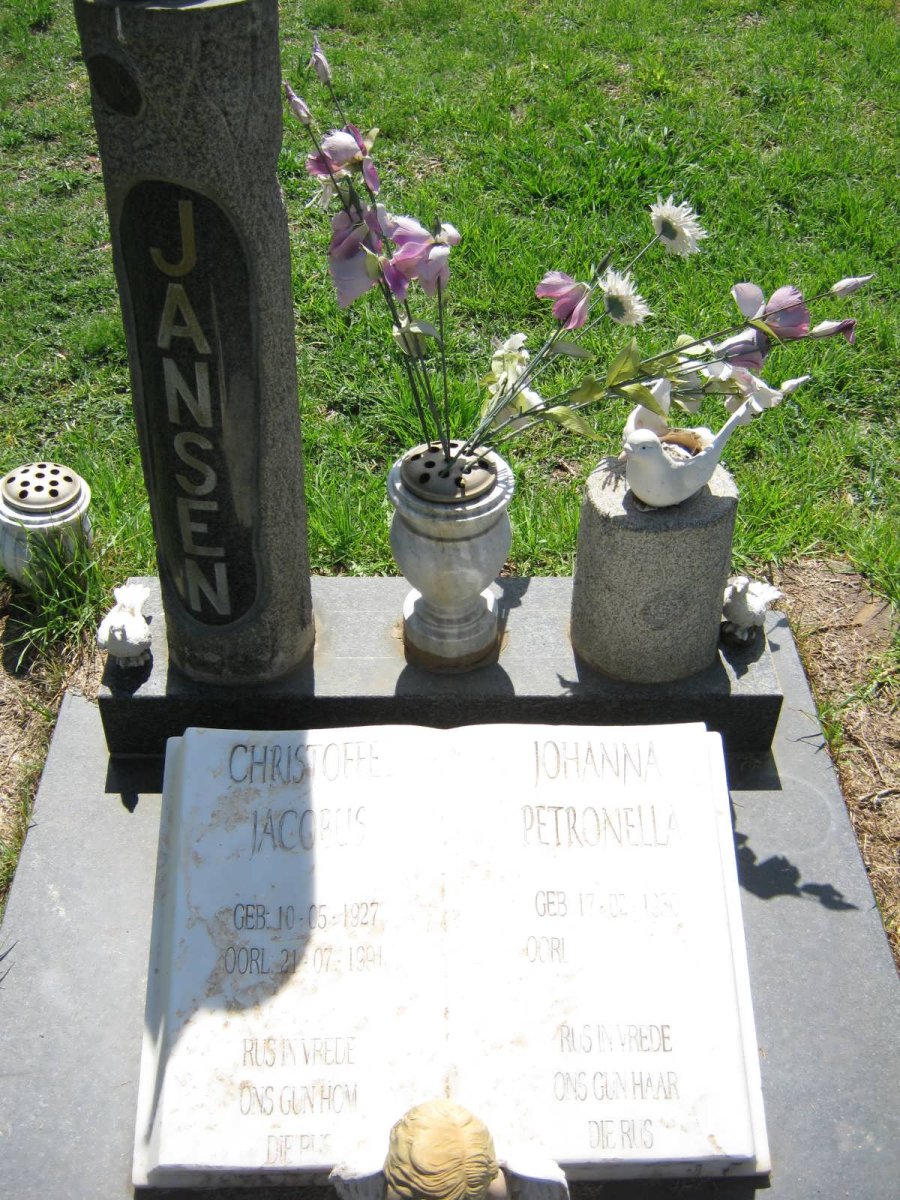 JANSEN Christoffel Jacobus 1927-1991 &amp; Johanna Petronella 1930-