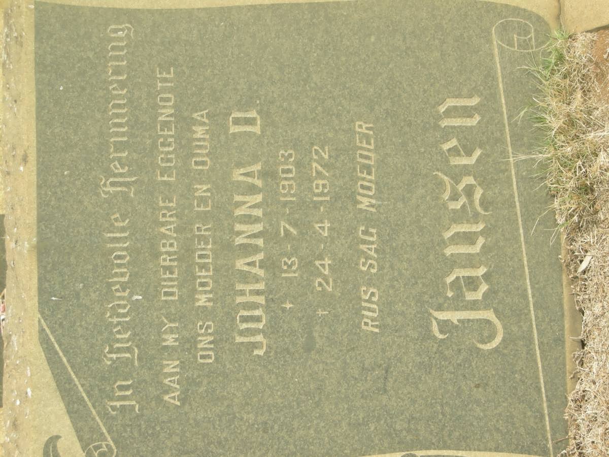 JANSEN Johanna D. 1903-1972