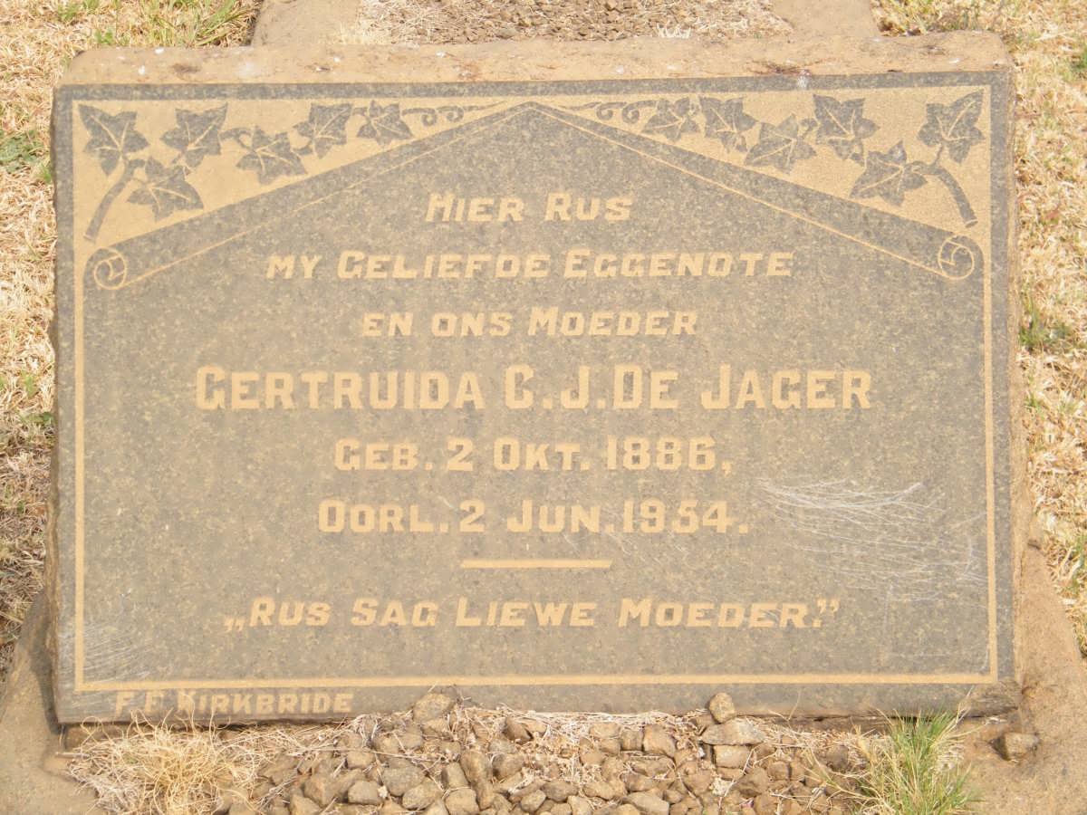 JAGER Gertruida C.J., de 1886-1954