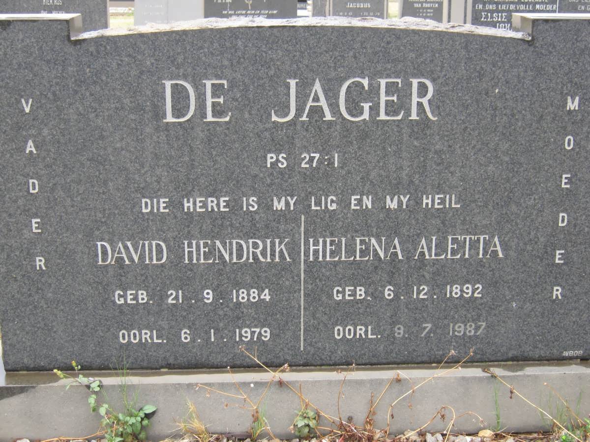 JAGER David Hendrik, de 1884-1979 &amp; Helena Aletta 1892-1987
