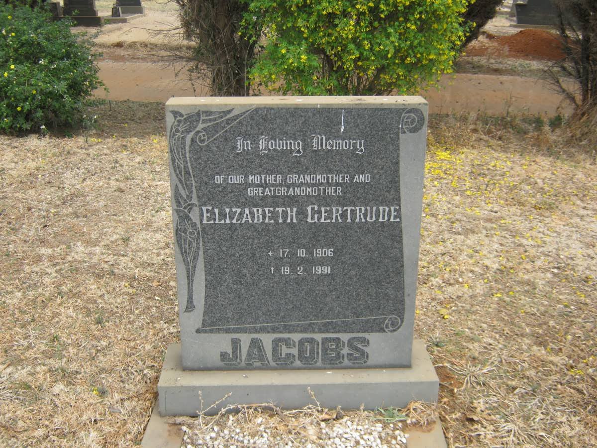 JACOBS Elizabeth Gertrude 1906-1991