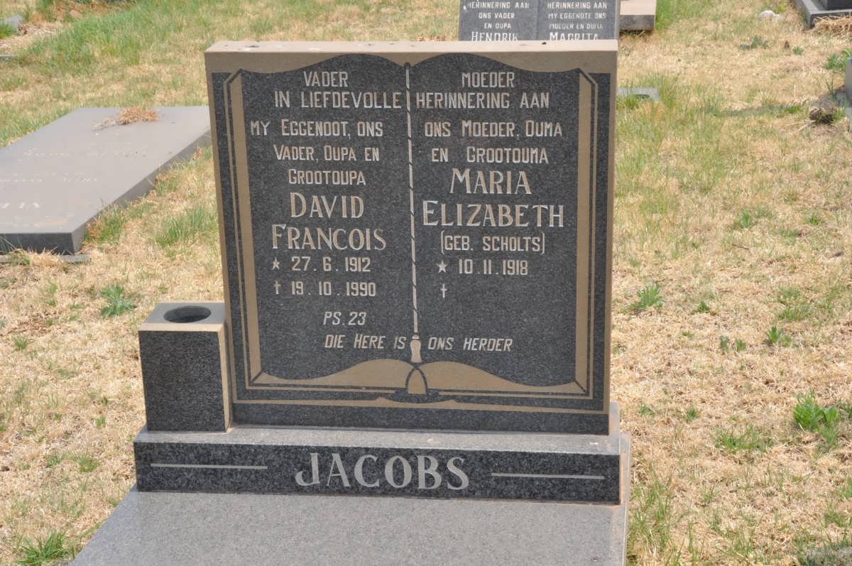 JACOBS David Francois 1912-1990 &amp; Maria Elizabeth SCHOLTS 1918-