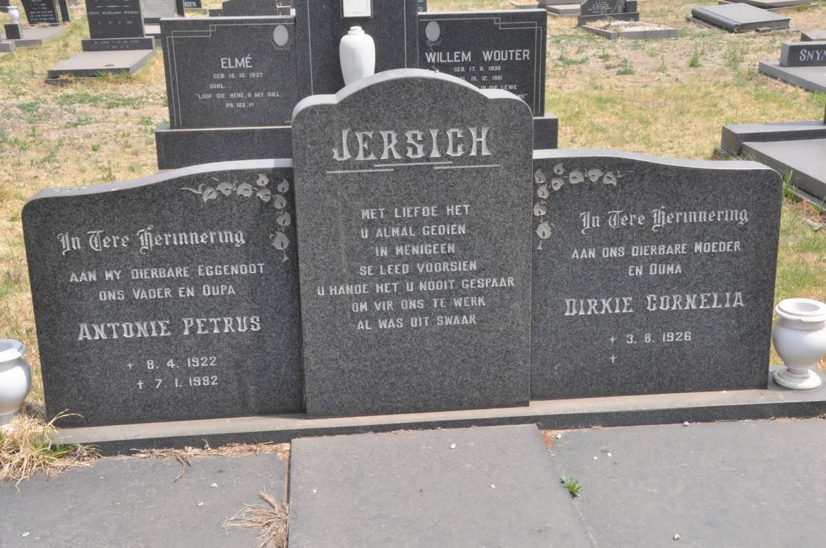 JERSICH Antonie Petrus 1922-1982 &amp; Dirkie Cornelia 1926-