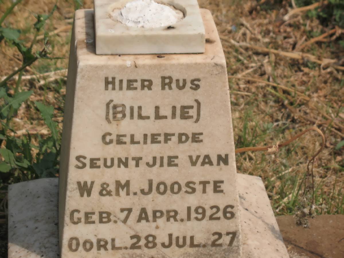 JOOSTE Billie 1926-1927