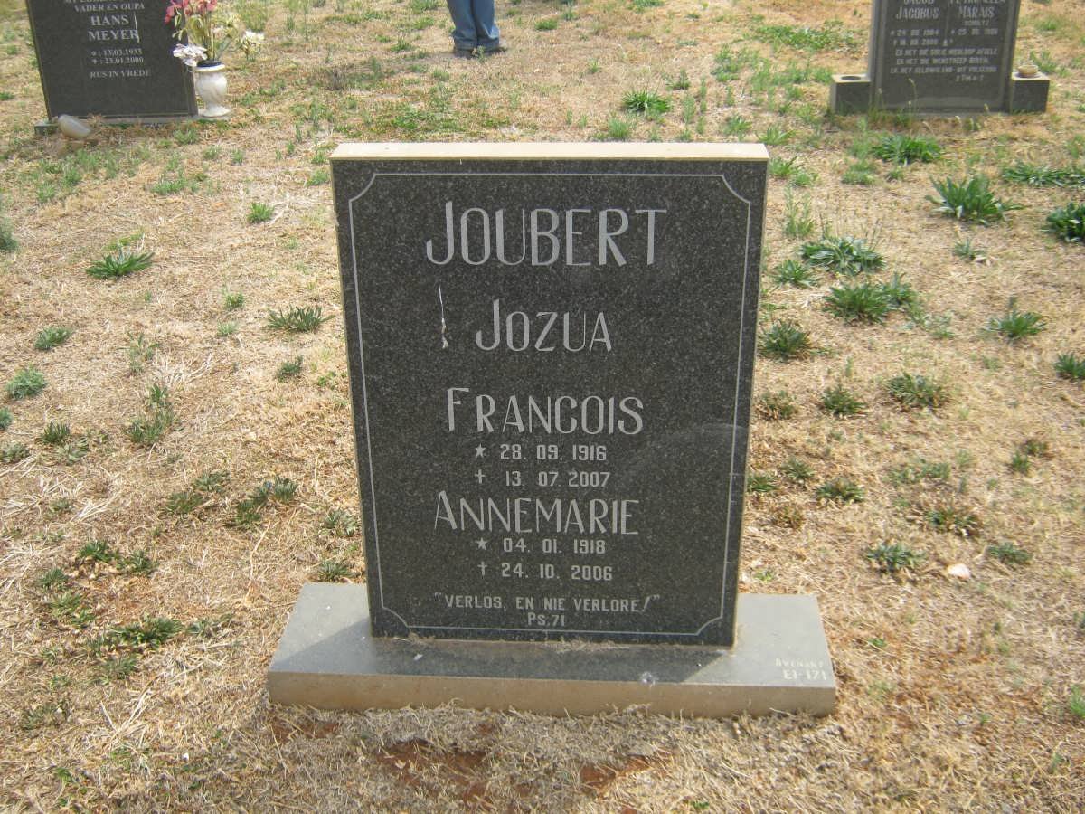 JOUBERT Jozua Francois 1916-2007 &amp; Annemarie 1918-2006