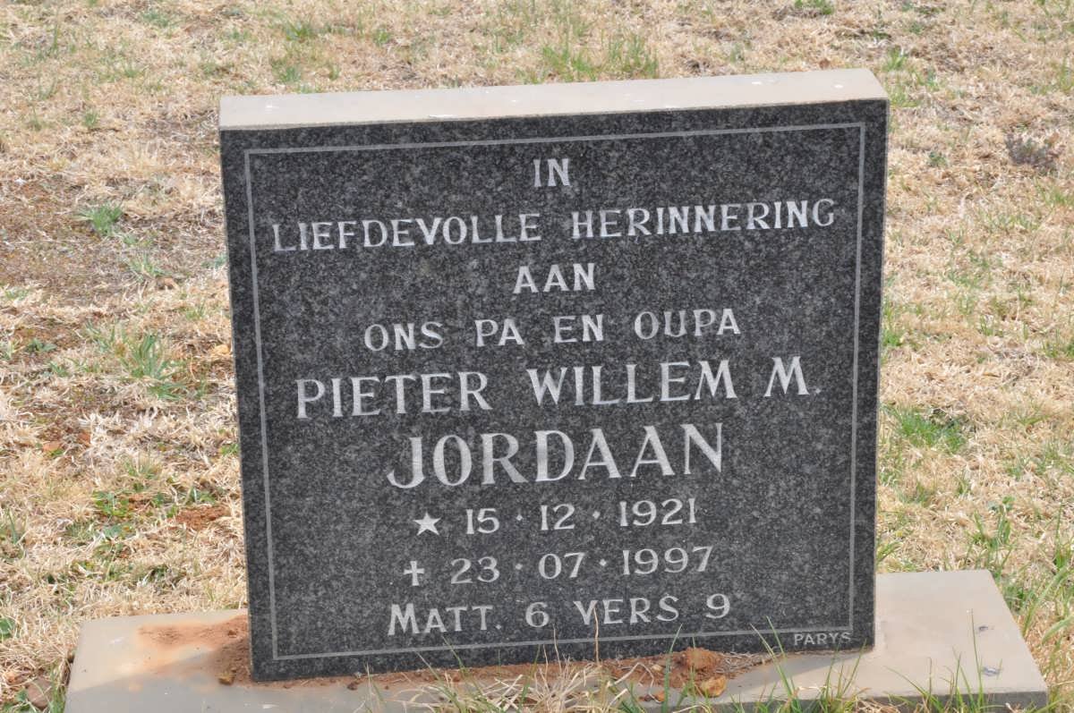 JORDAAN Pieter Willem M. 1921-1997