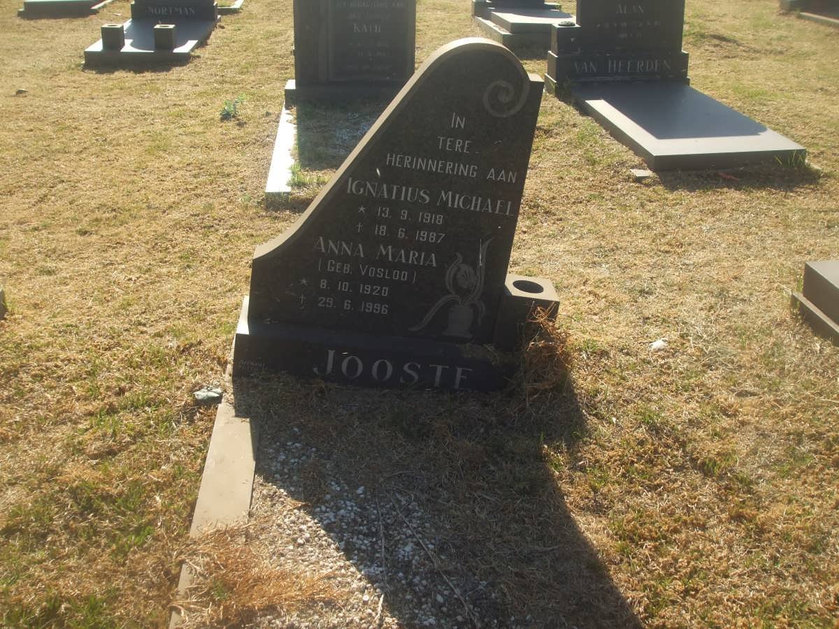 JOOSTE Ignatius Michael 1918-1987 &amp; Anna Maria VOSLOO 1920-1996