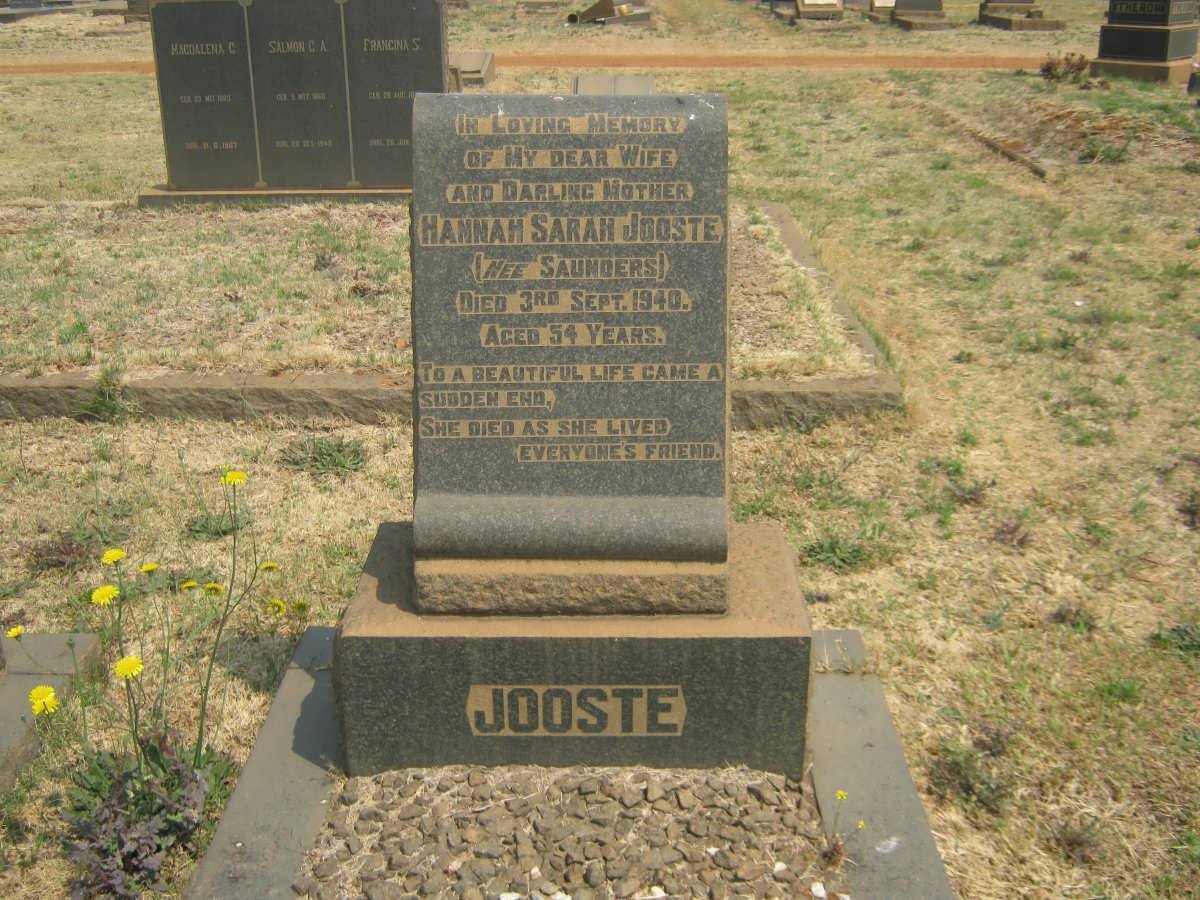 JOOSTE Hannah Sarah nee SAUNDERS -1940