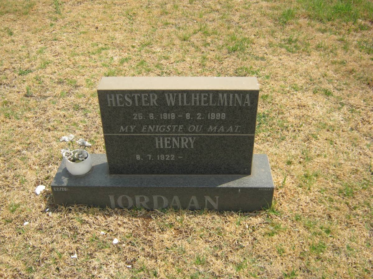JORDAAN Henry 1922- &amp; Hester Wilhelmina 1918-1998