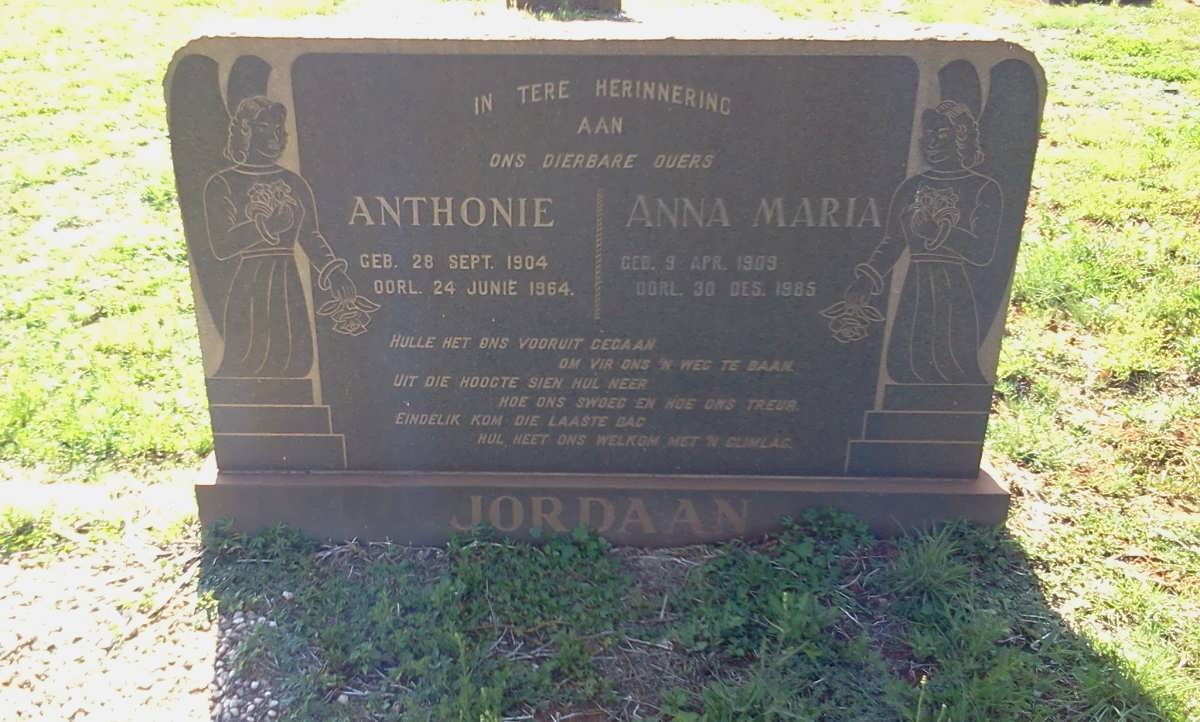 JORDAAN Anthonie 1904-1964 &amp; Anna Maria 1909-1985