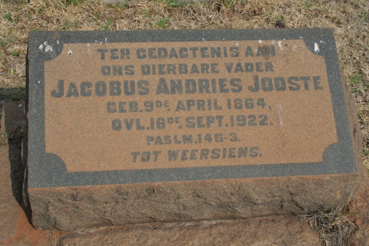 JOOSTE Jacobus Andries 1864-1922