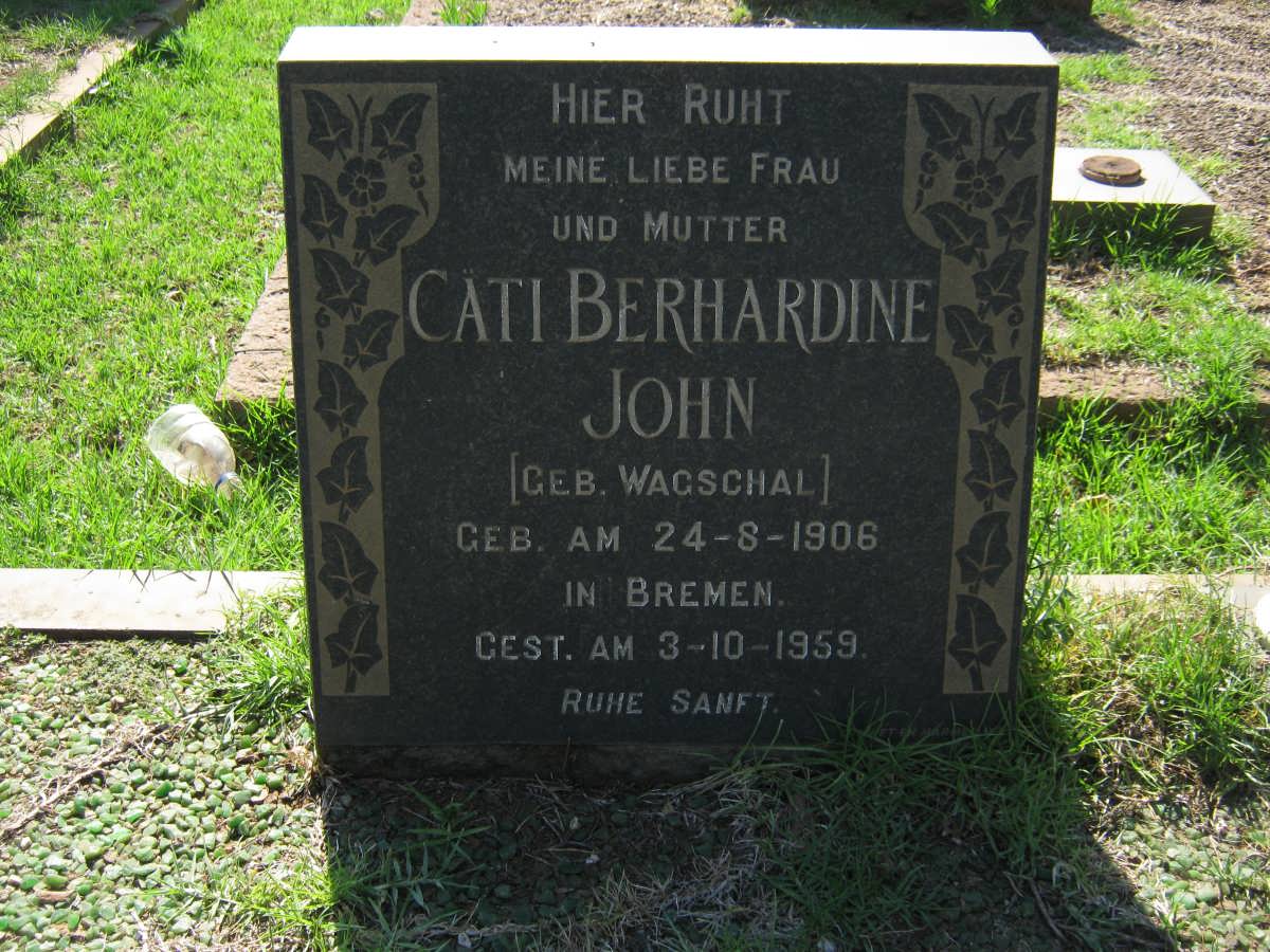 JOHN Cäti Berhardine nee WAGSCHAL 1906-1959