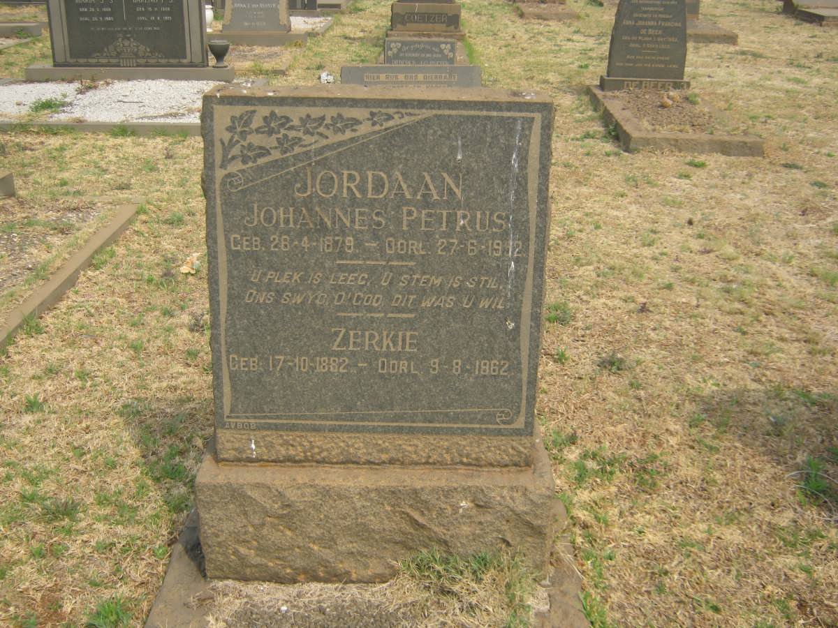 JORDAAN Johannes Petrus 1879-1952 &amp; Zerkie 1882-1962