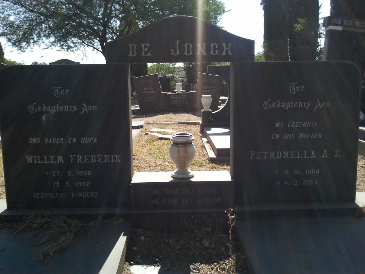 JONGH Willem Frederik, de 1906-1992 &amp; Petronella A.C. 1904-1983
