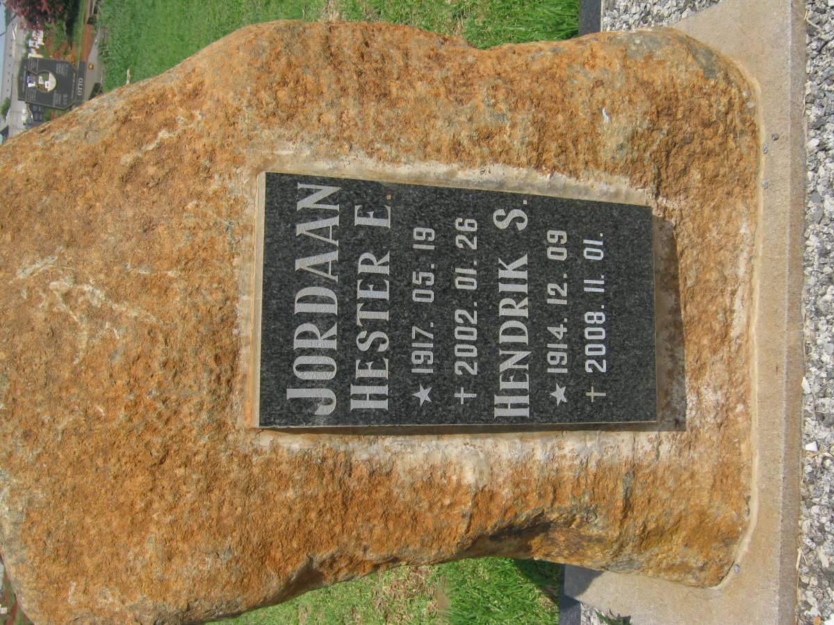 JORDAAN Hendrik S. 1914-2008 &amp; Hester E. 1917-2002