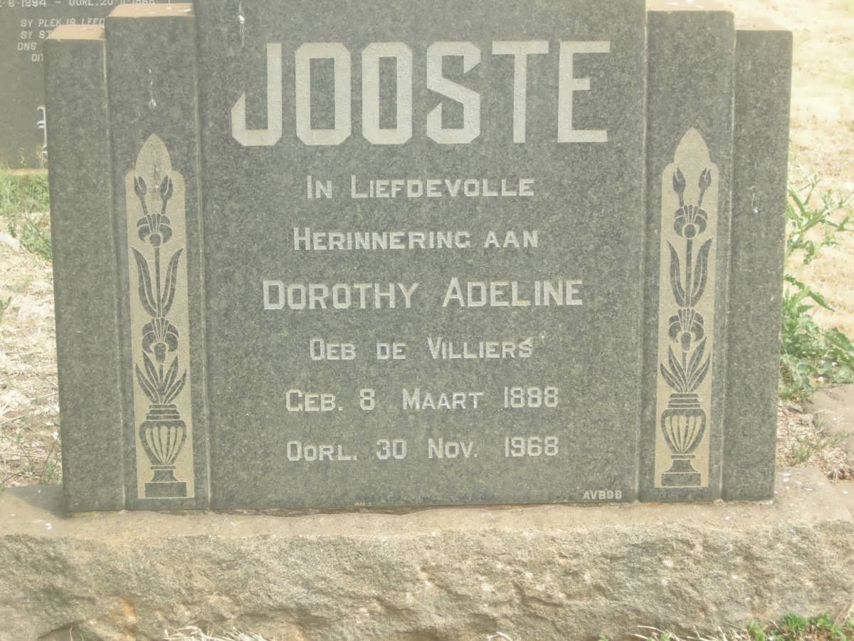 JOOSTE Dorothy Adeline nee De VILLIERS 1898-1968