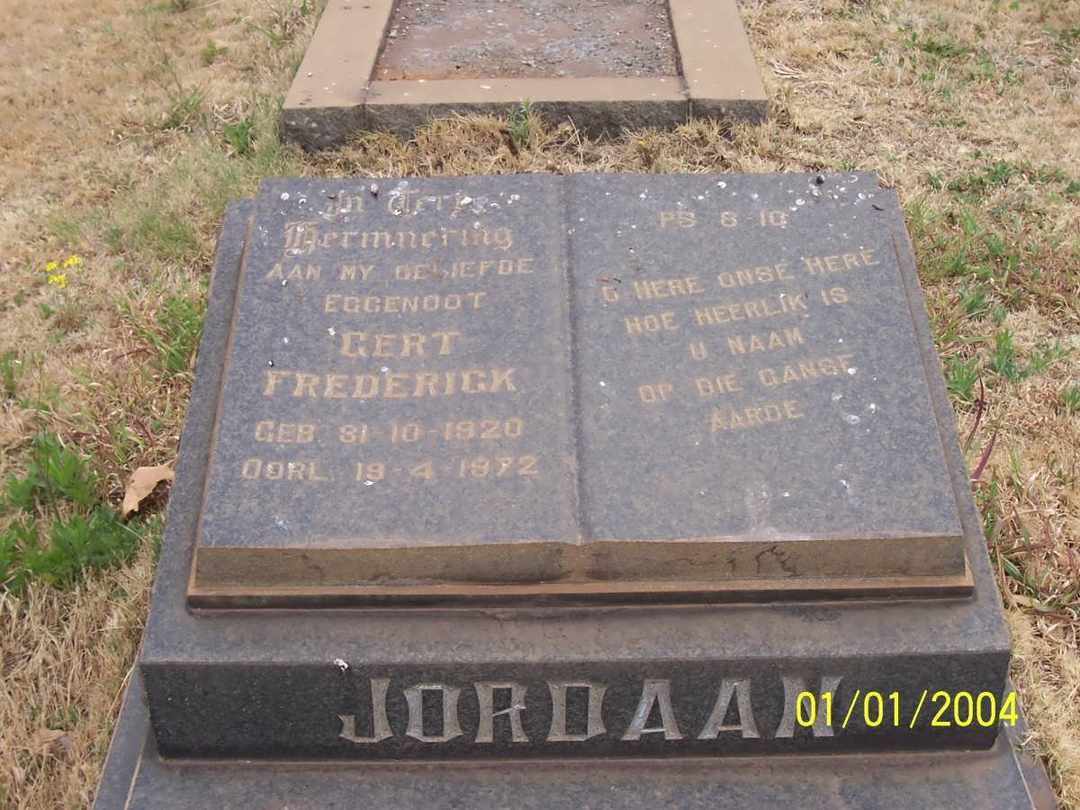 JORDAAN Gert Frederick 1920-1972