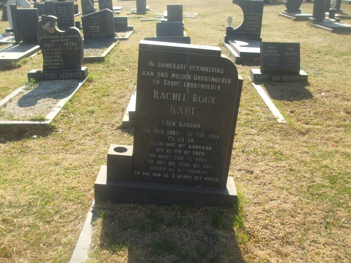 KAHL Rachel Roux nee BASSON 1902-1986