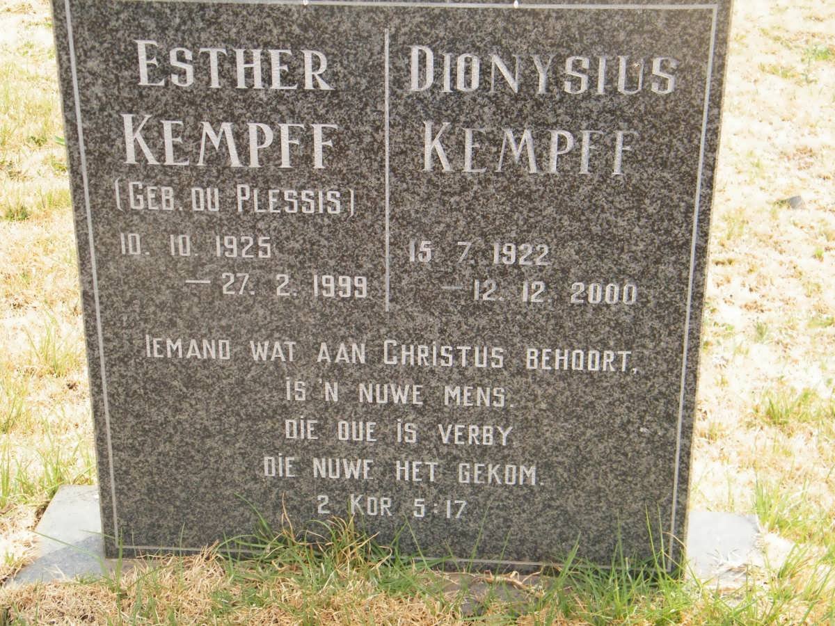KEMPFF Dionysius 1922-2000 &amp; Esther DU PLESSIS 1925-1999