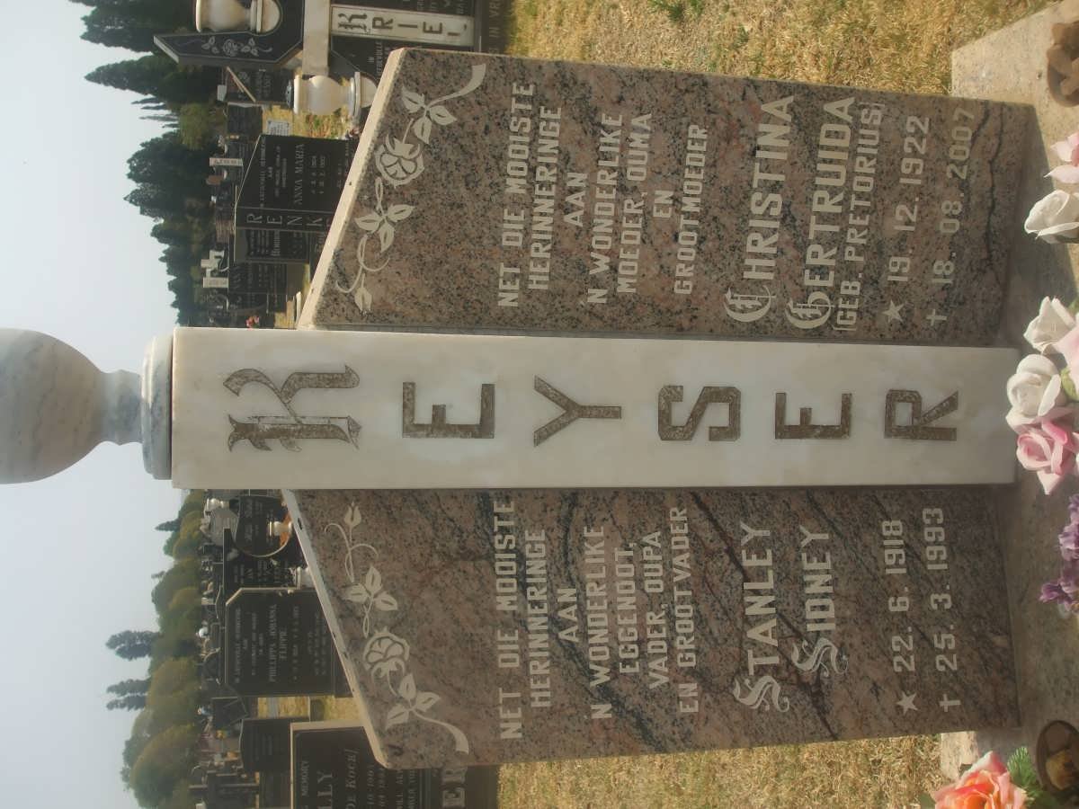 KEYSER Stanley Sydney 1918-1993 &amp; Christina Gertruida PRETORIUS 1922-2007