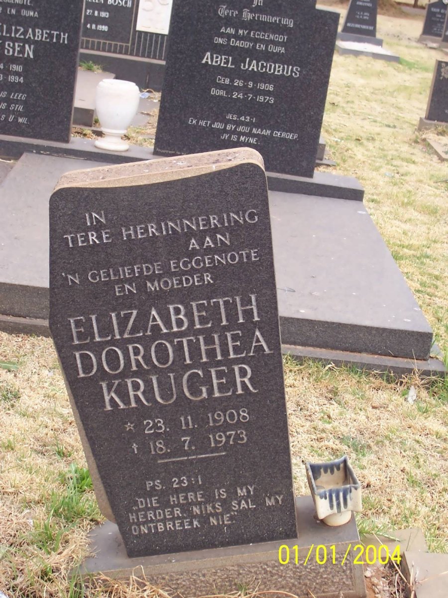 KRUGER Elizabeth Dorothea 1908-1973