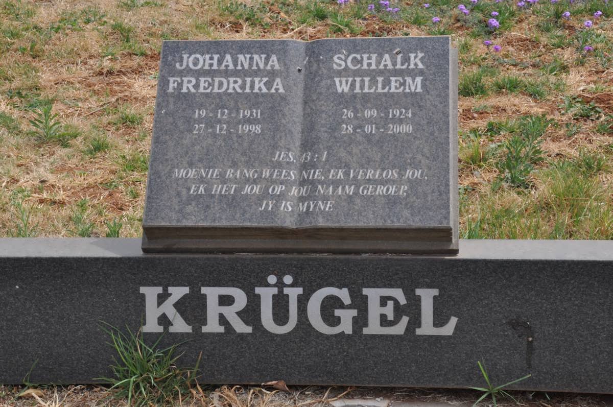 KRÜGEL Schalk Willem 1924-2000 &amp; Johanna Fredrika 1931-1998