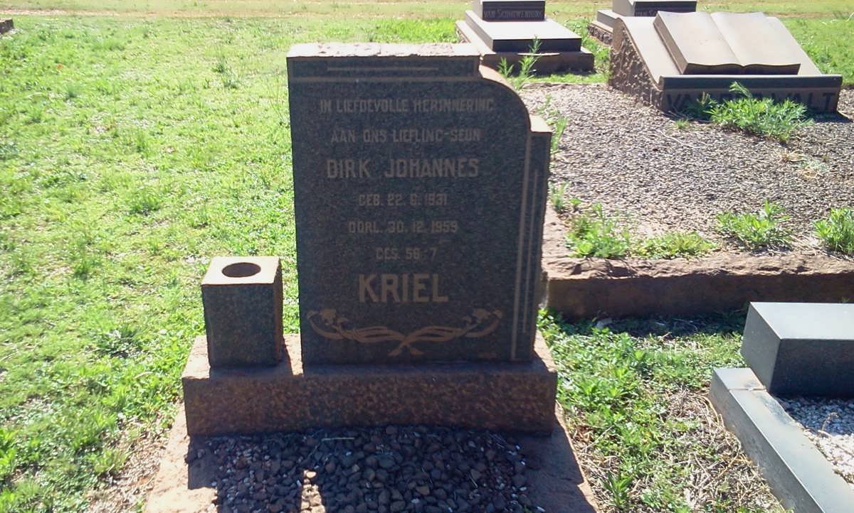 KRIEL Dirk Johannes 1931-1959