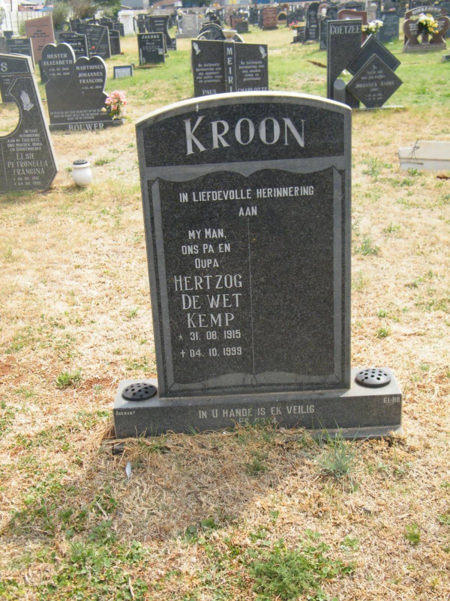 KROON Hertzog De Wet Kemp 1915-1999