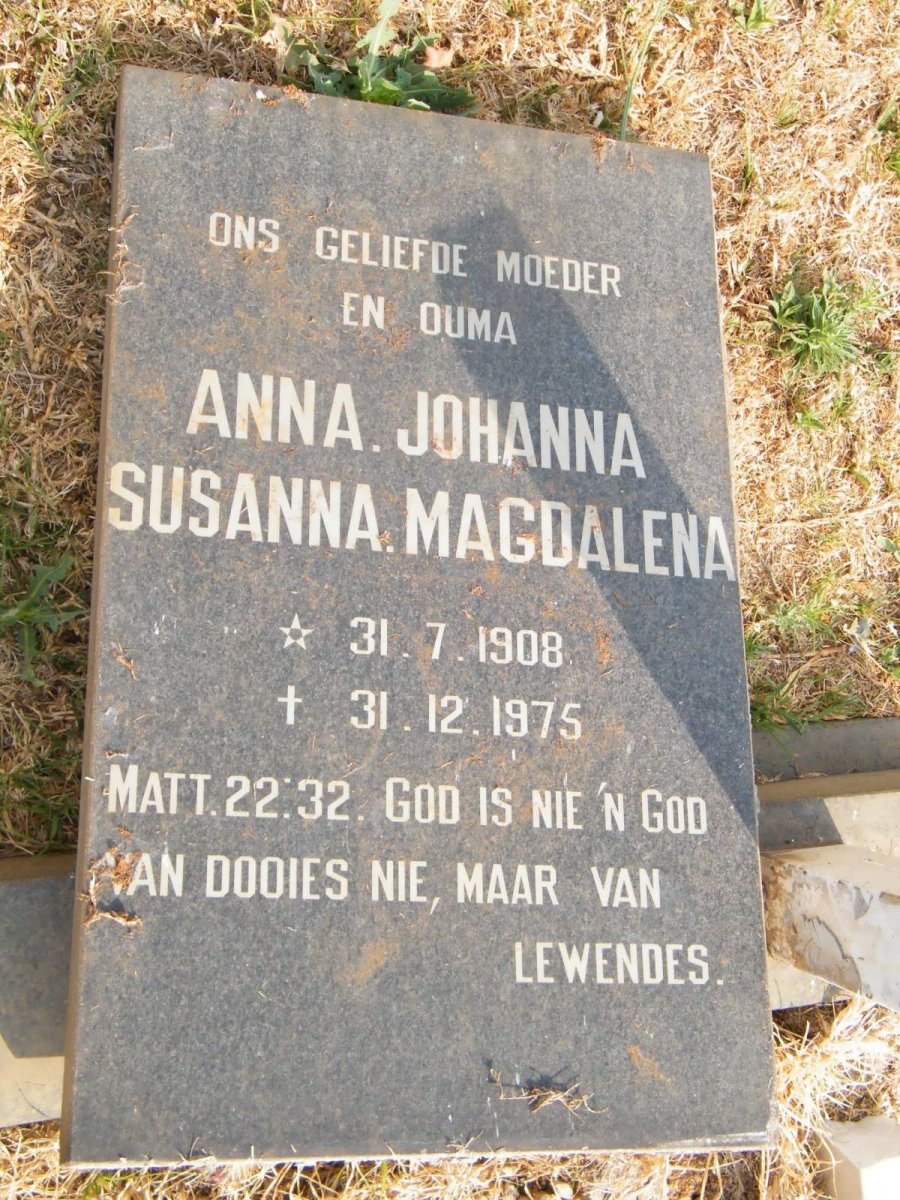 KRUGER Anna Johanna Susanna Magdalena 1908-1975