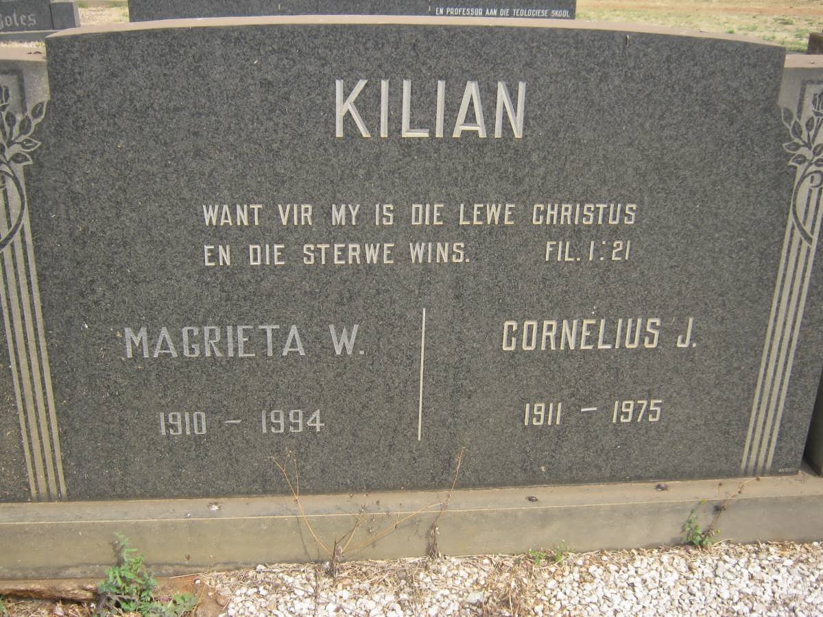 KILIAN Cornelius J. 1911-1975 &amp; Magrieta W. 1910-1994