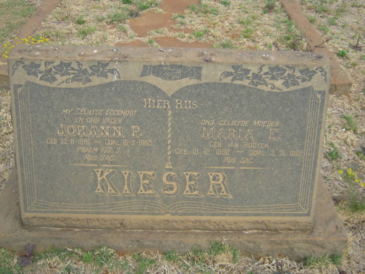 KIESER Johann P. 1891-1950 &amp; Maria E. van ROOYEN 1892-1961