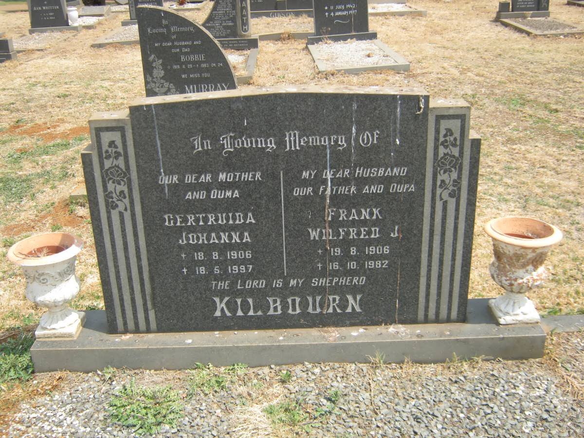 KILBOURN Frank Wilfred J. 1906-1982 &amp; Gertruida Johanna 1906-1997