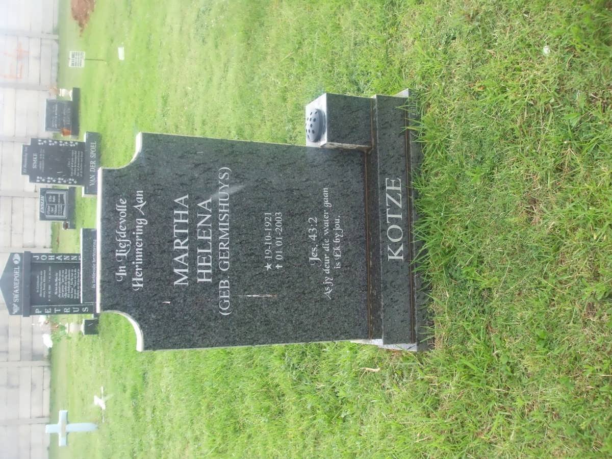KOTZE Martha Helena nee GERMISHUYS 1921-2003