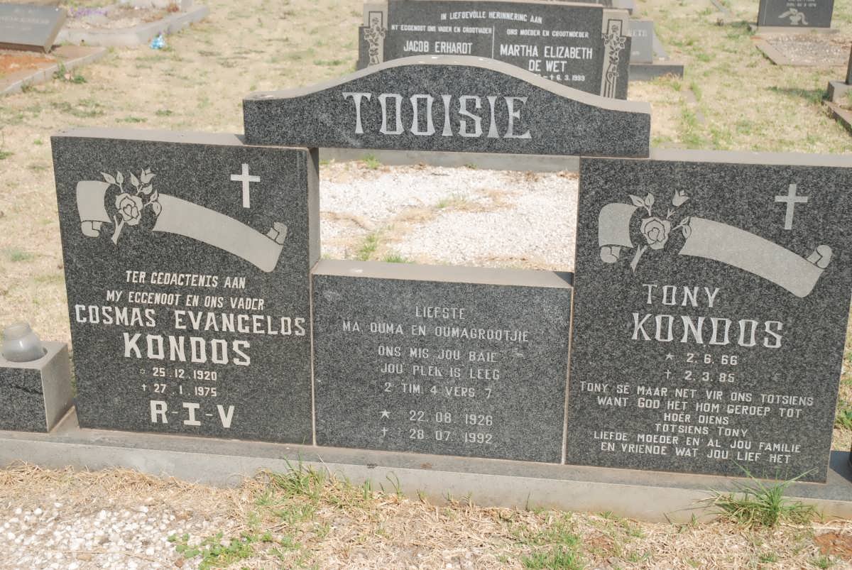 KONDOS Cosmas Evangelos 1920-1975 &amp; Tooisie 1926-1992 :: KONDOS Tony 1966-1985