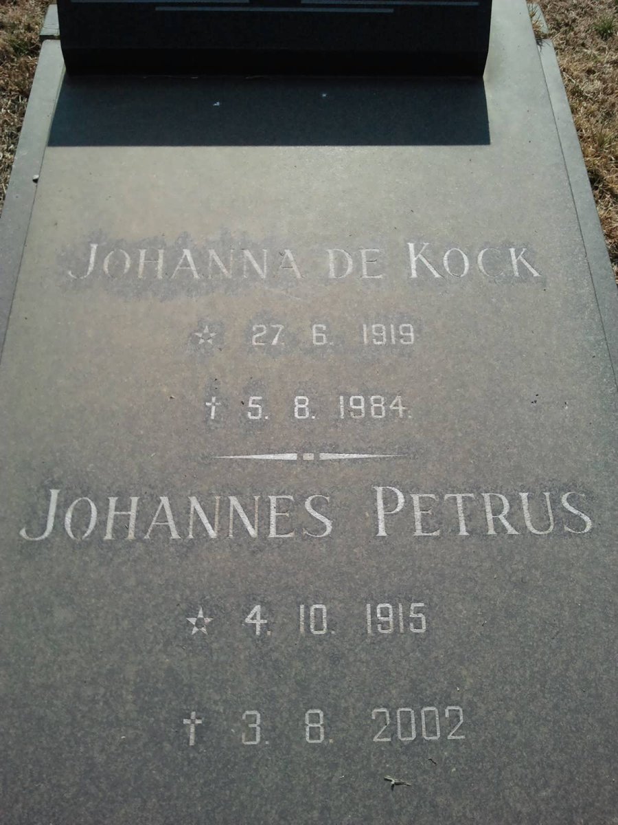 KOCK Johannes Petrus, de 1915-2002 &amp; Johanna 1919-1984