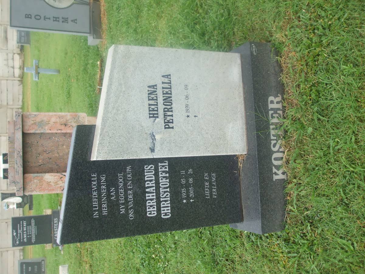 KOSTER Gerhardus Christoffel 1935-2005 &amp; Helena Petronella 1939-
