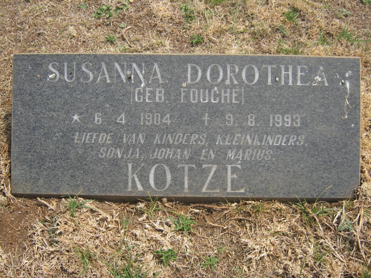 KOTZE Susanna Dorothea nee FOUCHÉ 1904-1993