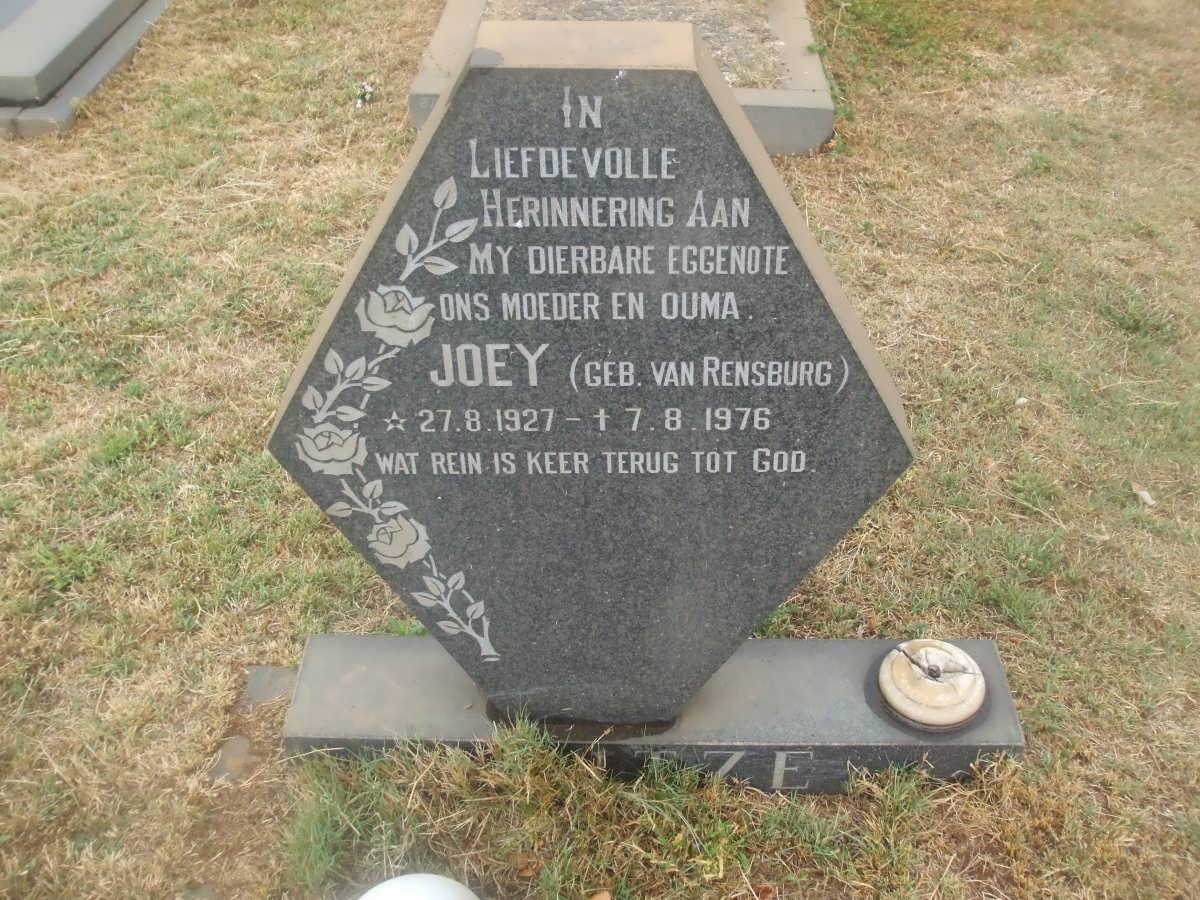 KOTZE Joey nee VAN RENSBURG 1927-1976