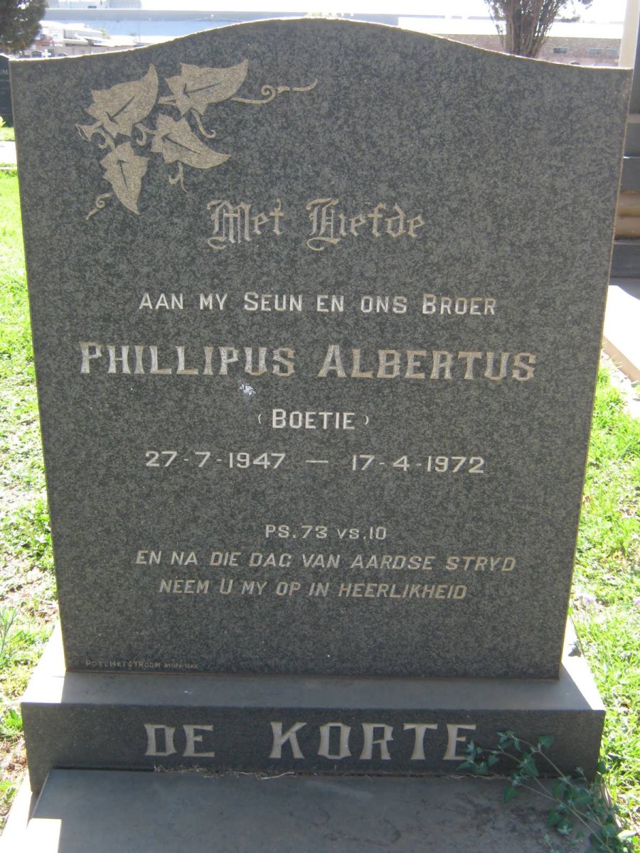 KORTE Phillipus Albertus, de 1947-1972