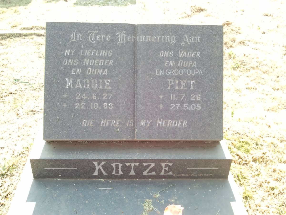 KOTZÉ Piet 1926-2005 &amp; Maggie 1927-1983