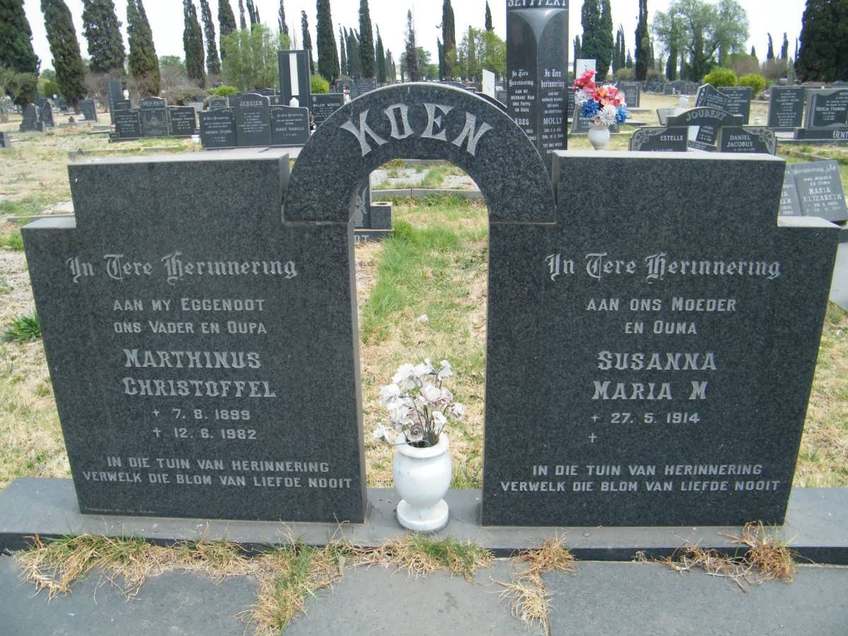 KOEN Marthinus Christoffel 1899-1982 &amp; Susanna Maria M. 1914-
