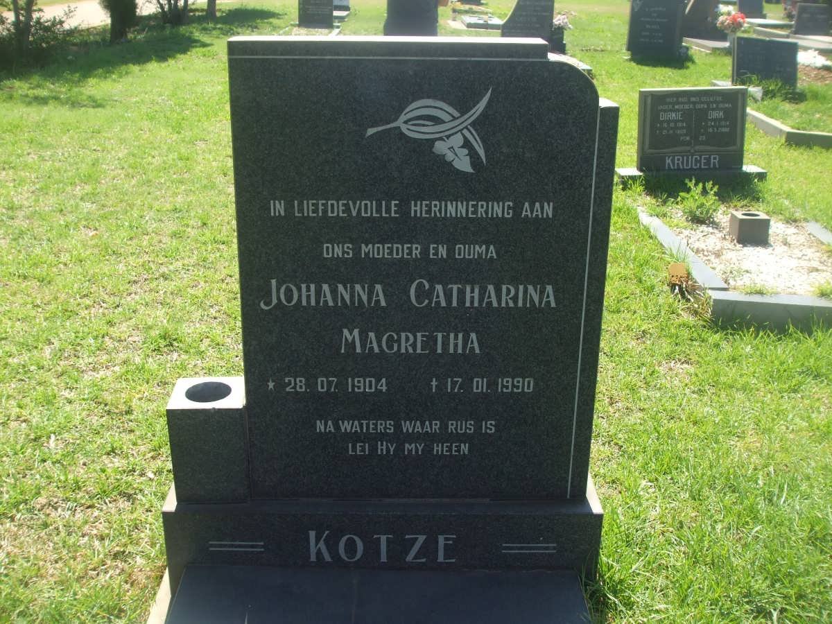 KOTZE Johanna Catharina Magretha 1904-1990
