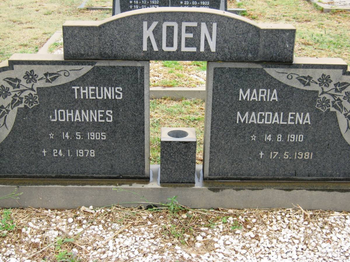 KOEN Theunis Johannes 1905-1978 &amp; Maria Magdalena 1910-1981