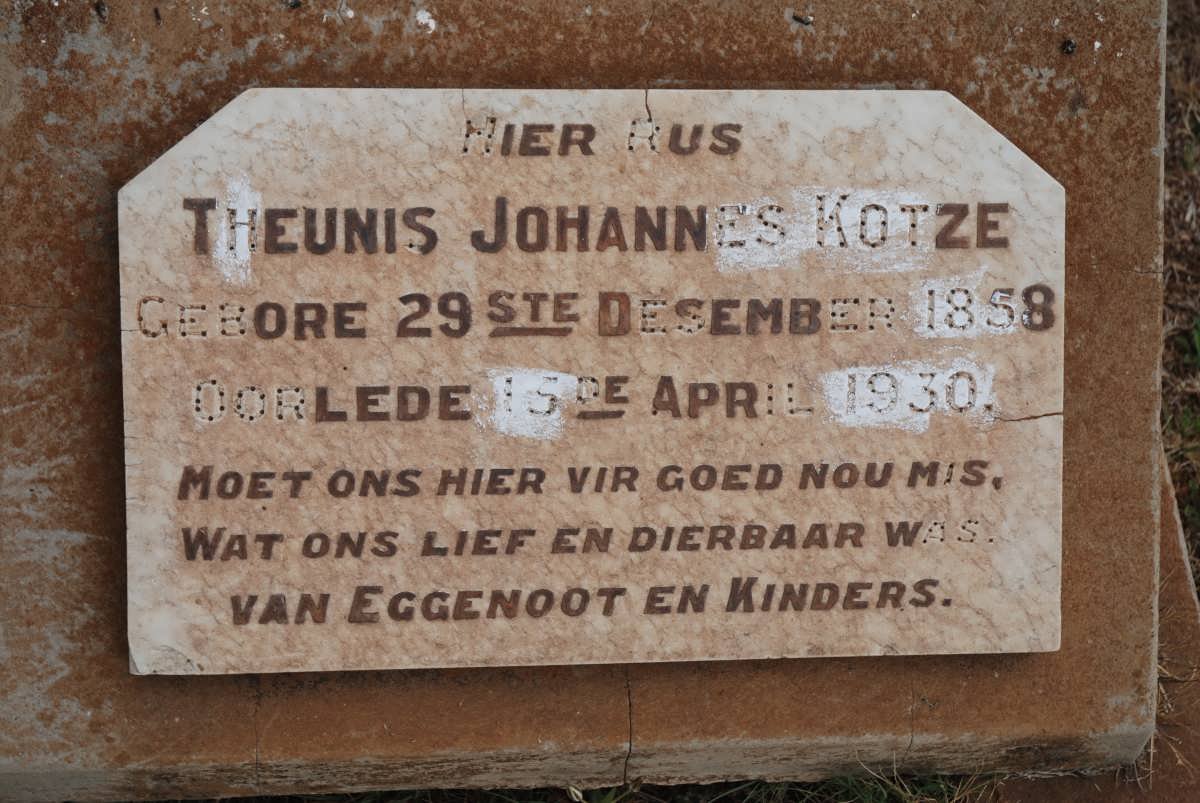 KOTZE Theunis Johannes 1858-1930