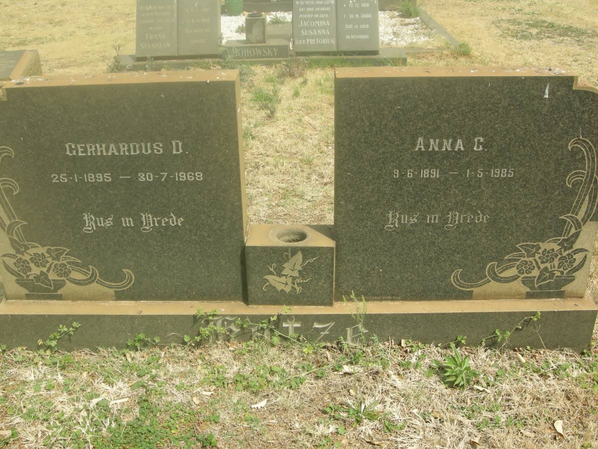 KOTZE Gerhardus D. 1895-1968 &amp; Anna C. 1891-1985