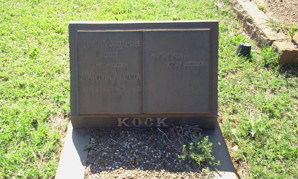 KOCK Martha Aletta 1869-1959
